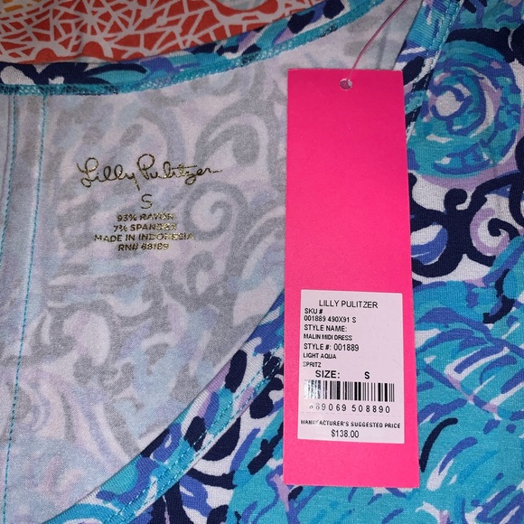 Lilly Pulitzer Malin Midi Dress Light Aqua Spritz - Picture 5 of 6